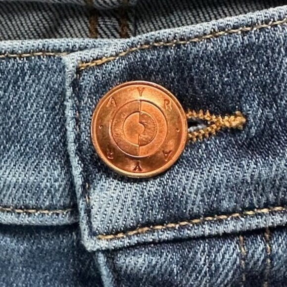 A Y R THE POP BLUE DEMIM JEANS - HIGH RISE - STRAIGHT LEG - WOMEN'S SIZE 33 X 28 - Picture 5 of 12